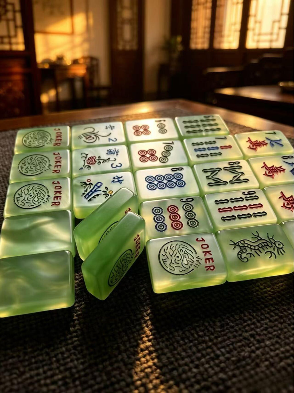 The Serene Jade Mahjong Tiles