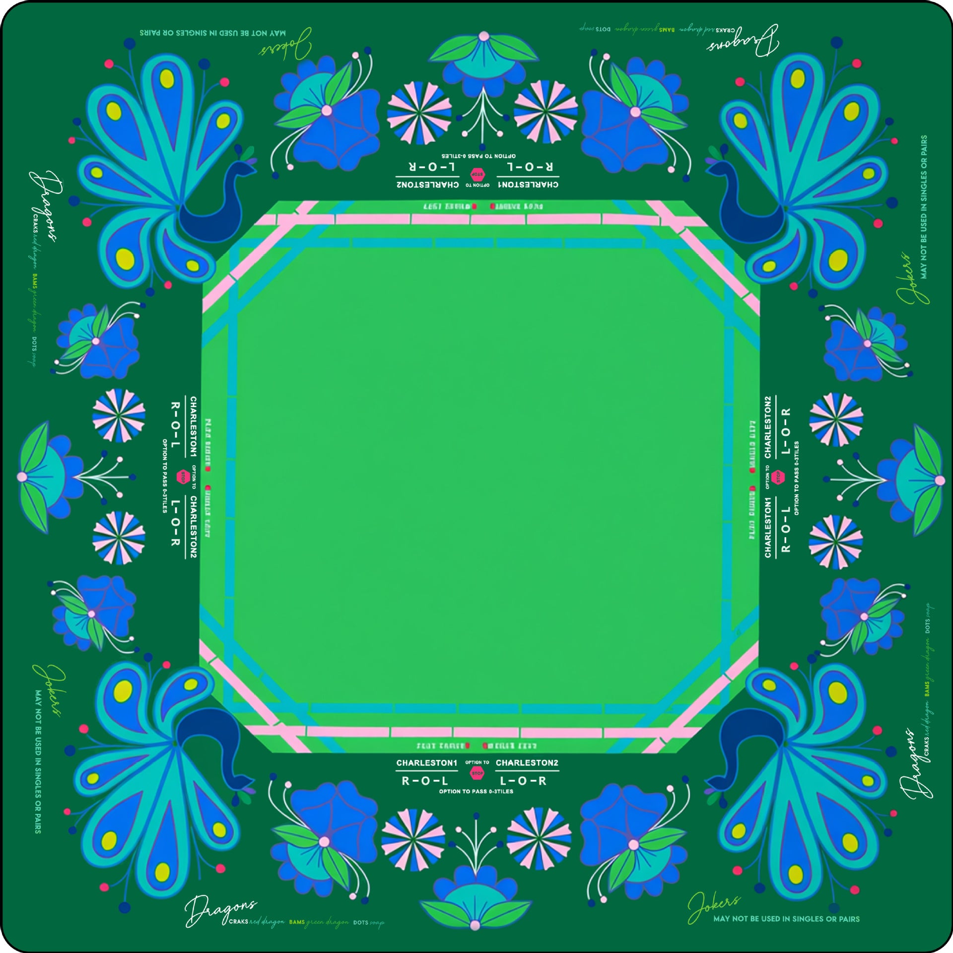 The Emerald Peacock Mahjong Mat